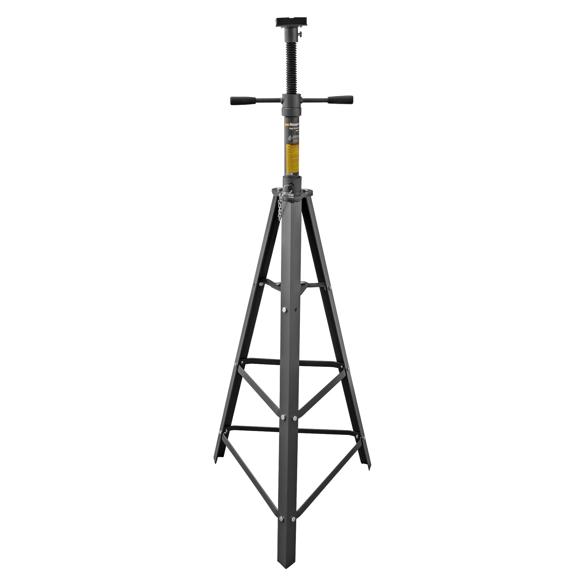 Ranger RJS-2TH 2-ton tripod jack stand designed for stable positioning in repair bays.