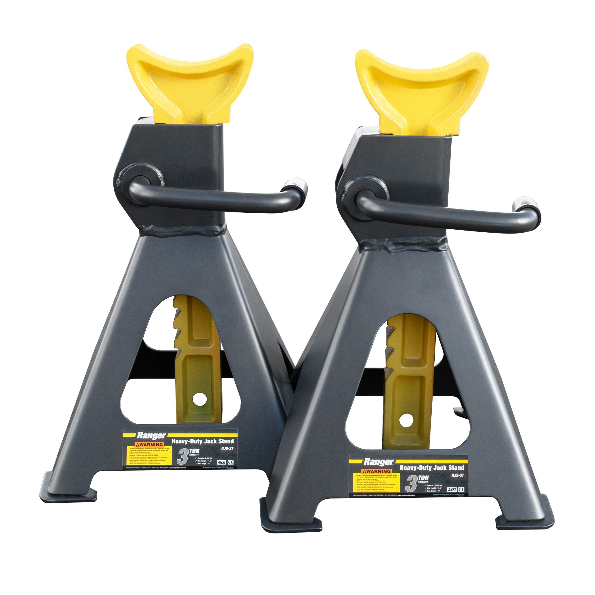 Ranger RJS-3T jack stand showing saddle contact area and rugged support construction.