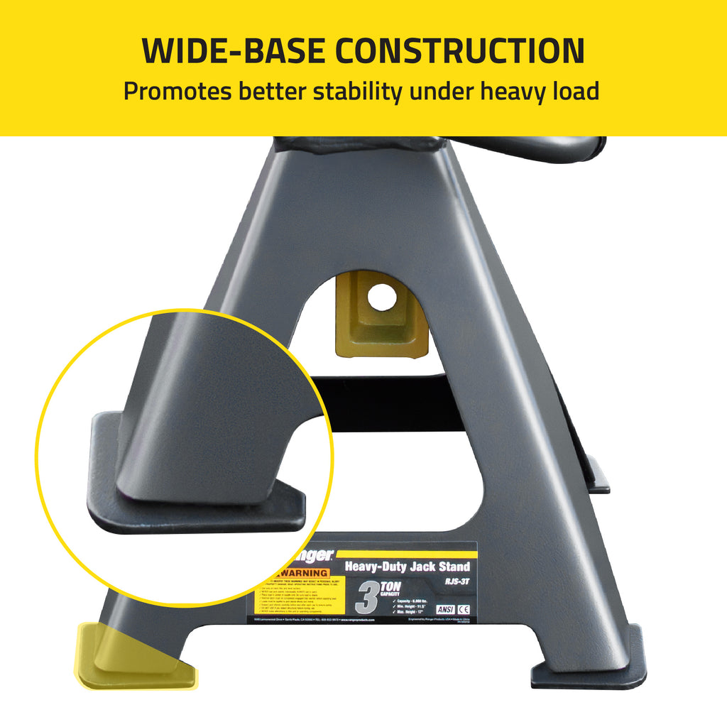 Ranger RJS-3T 3-ton jack stands with stable wide-base construction