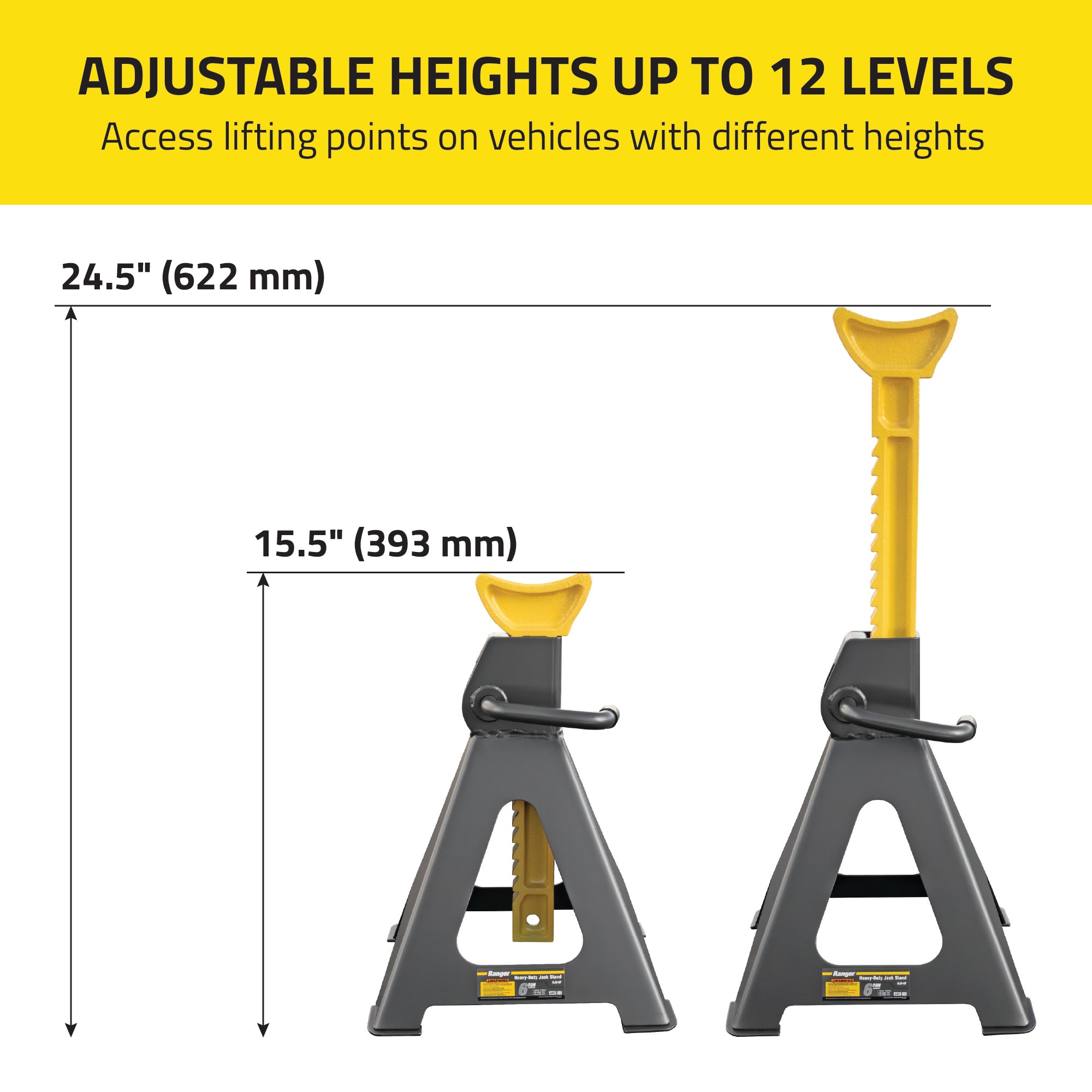 Ranger RJS-6T jack stand with adjustable height settings