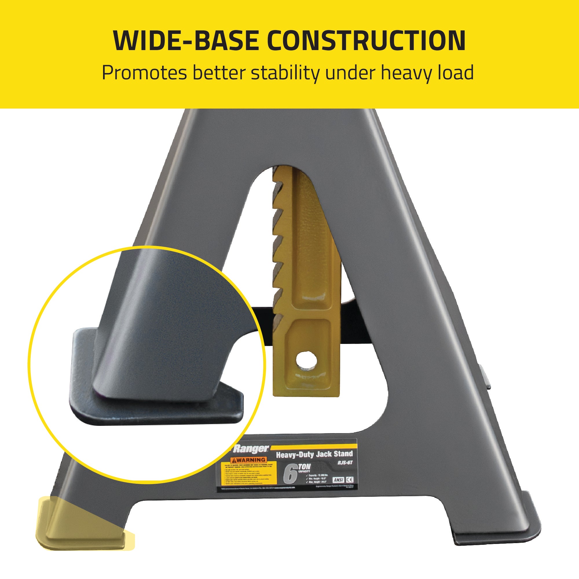 Ranger RJS-6T heavy-duty jack stands with wide-body construction