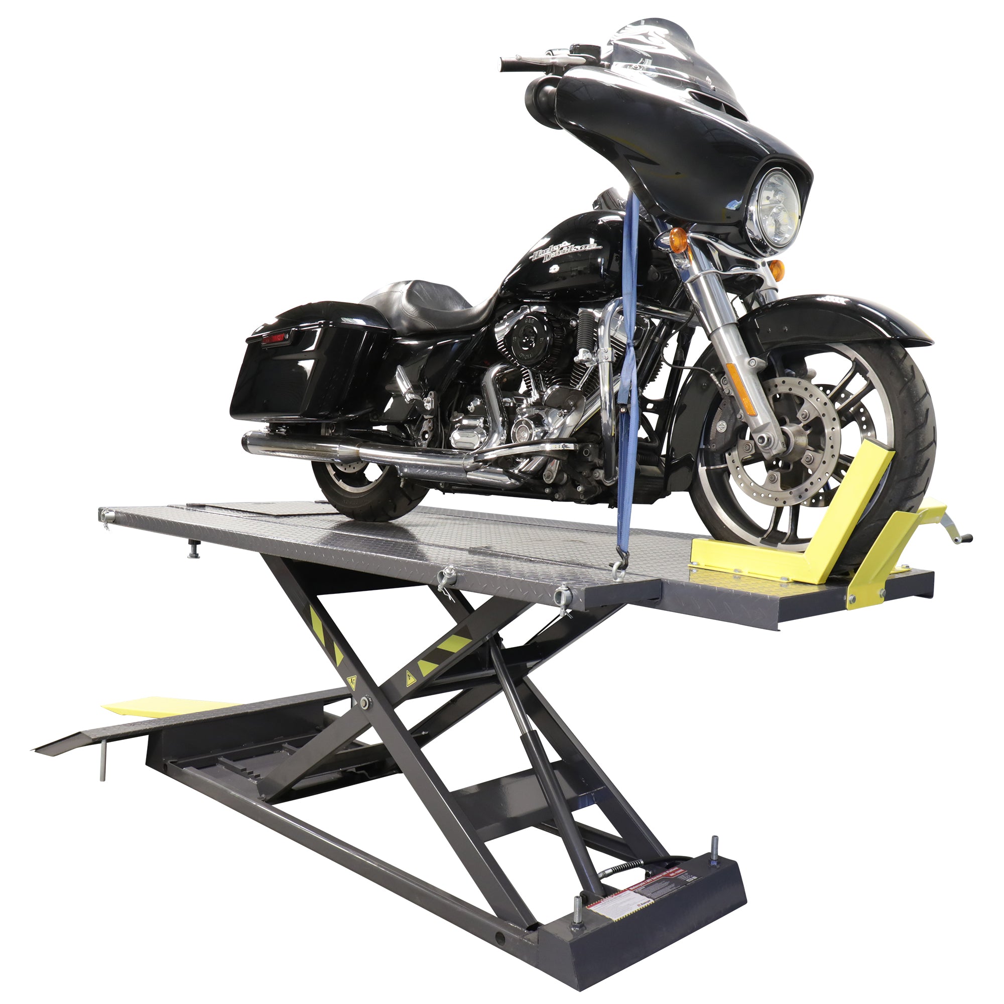 Ranger RML-1500XL motorcycle lift with 1,500-lb. capacity for larger bikes and service shops.