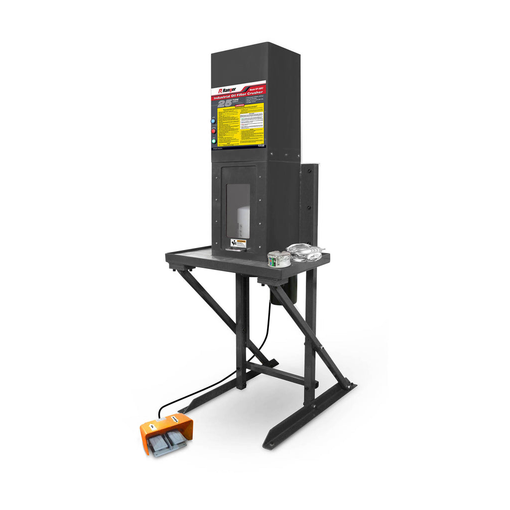 Ranger RP-50FC oil filter crusher press for compacting used filters in service facilities.