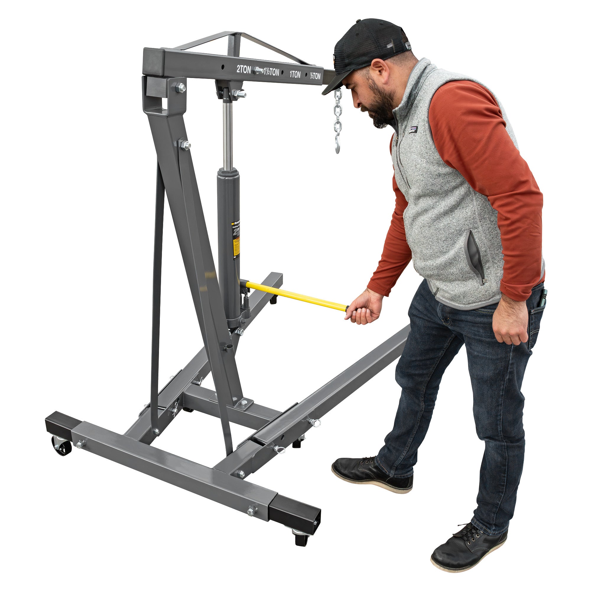 Ranger RSC-2TF 2-ton engine hoist with adjustable boom for garage and shop use