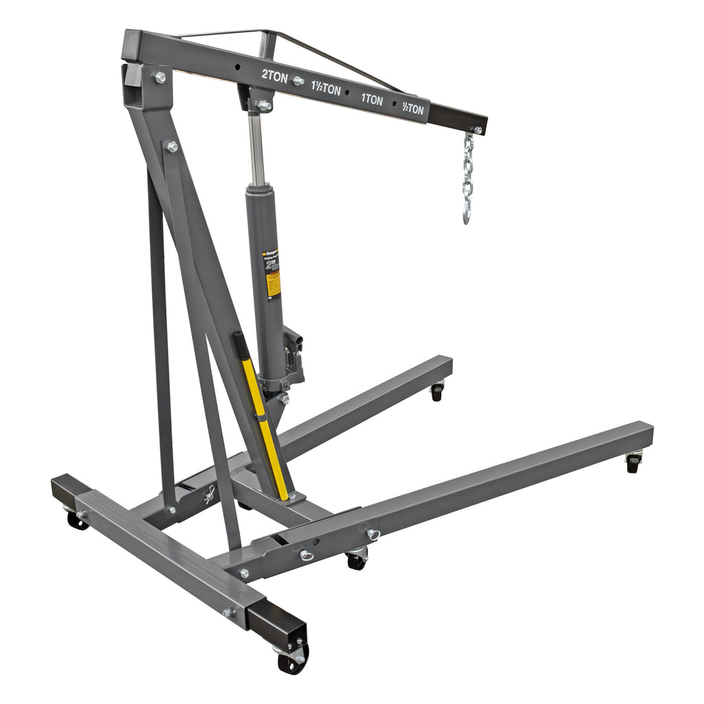 Ranger RSC-2TF hydraulic shop crane for controlled lifting during engine installation