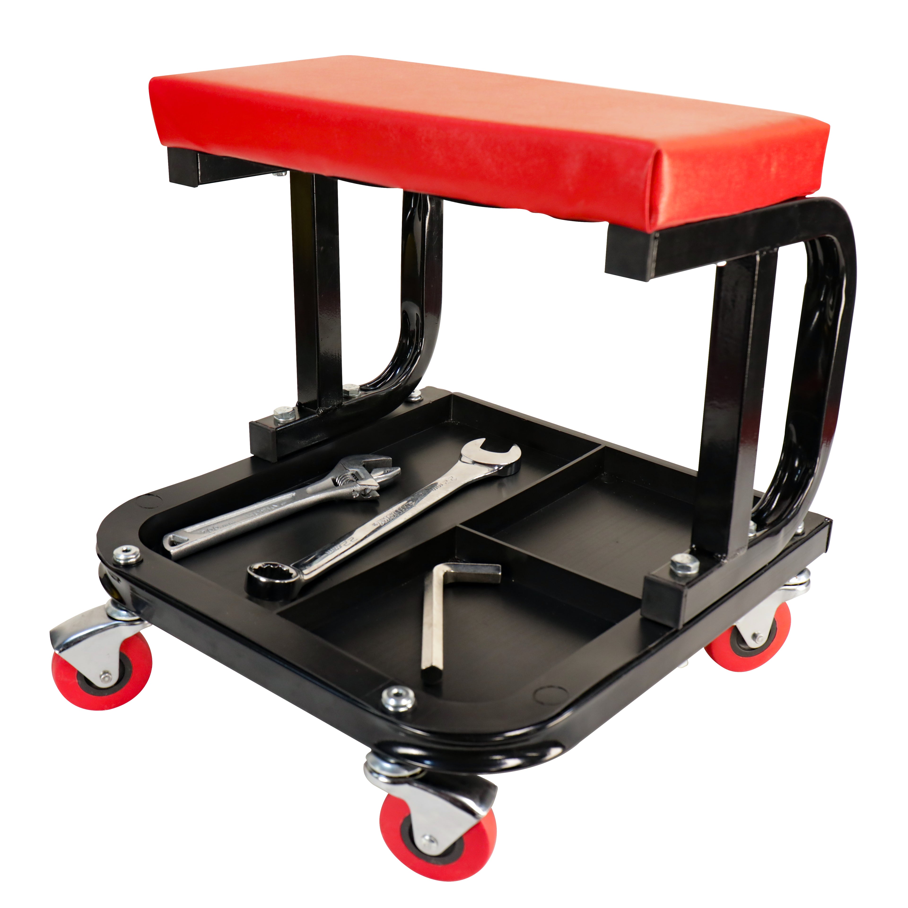 Ranger RST-1WS rolling shop work seat with built-in tool tray below the seat