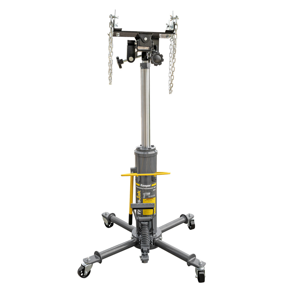 Ranger RTJ-1 transmission jack with wide base and saddle for shop drivetrain service