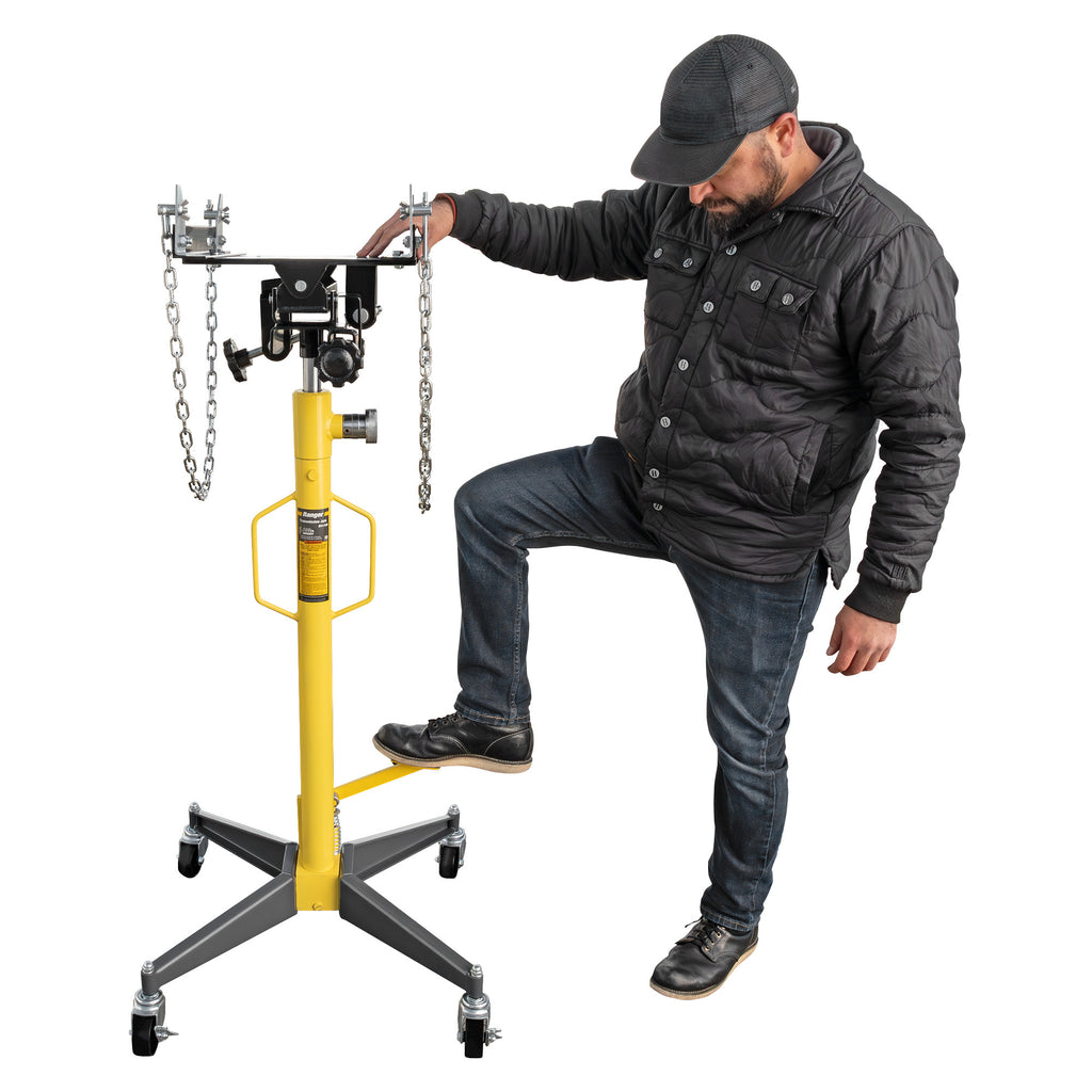 Ranger RTJ-1100 transmission jack for lifting heavy drivetrain components in service bays