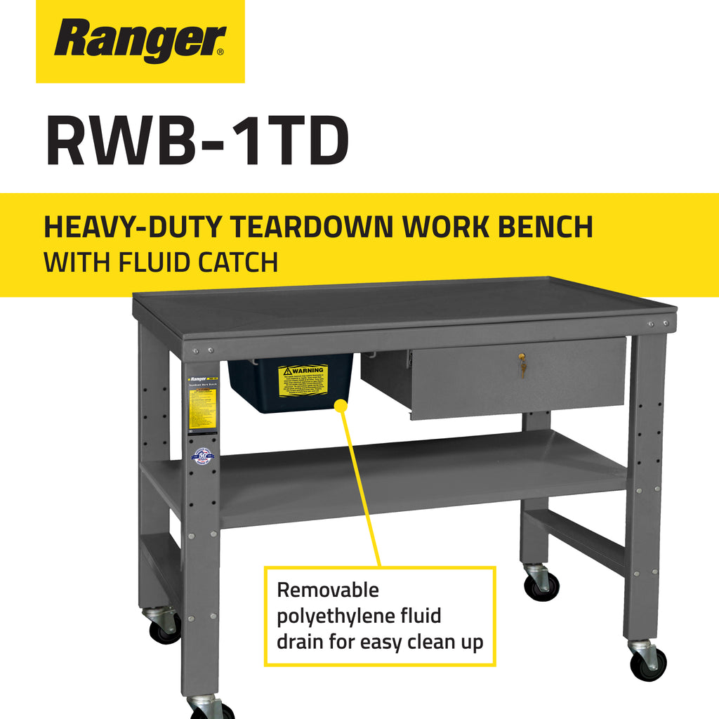 Ranger RWB-1TD Heavy-Duty Teardown Bench with Fluid Catch