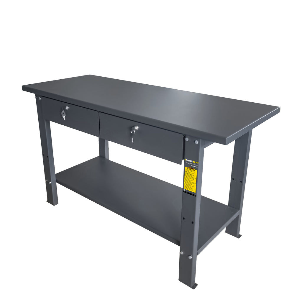 Ranger RWB-2D heavy-duty workbench with two drawers for shop storage