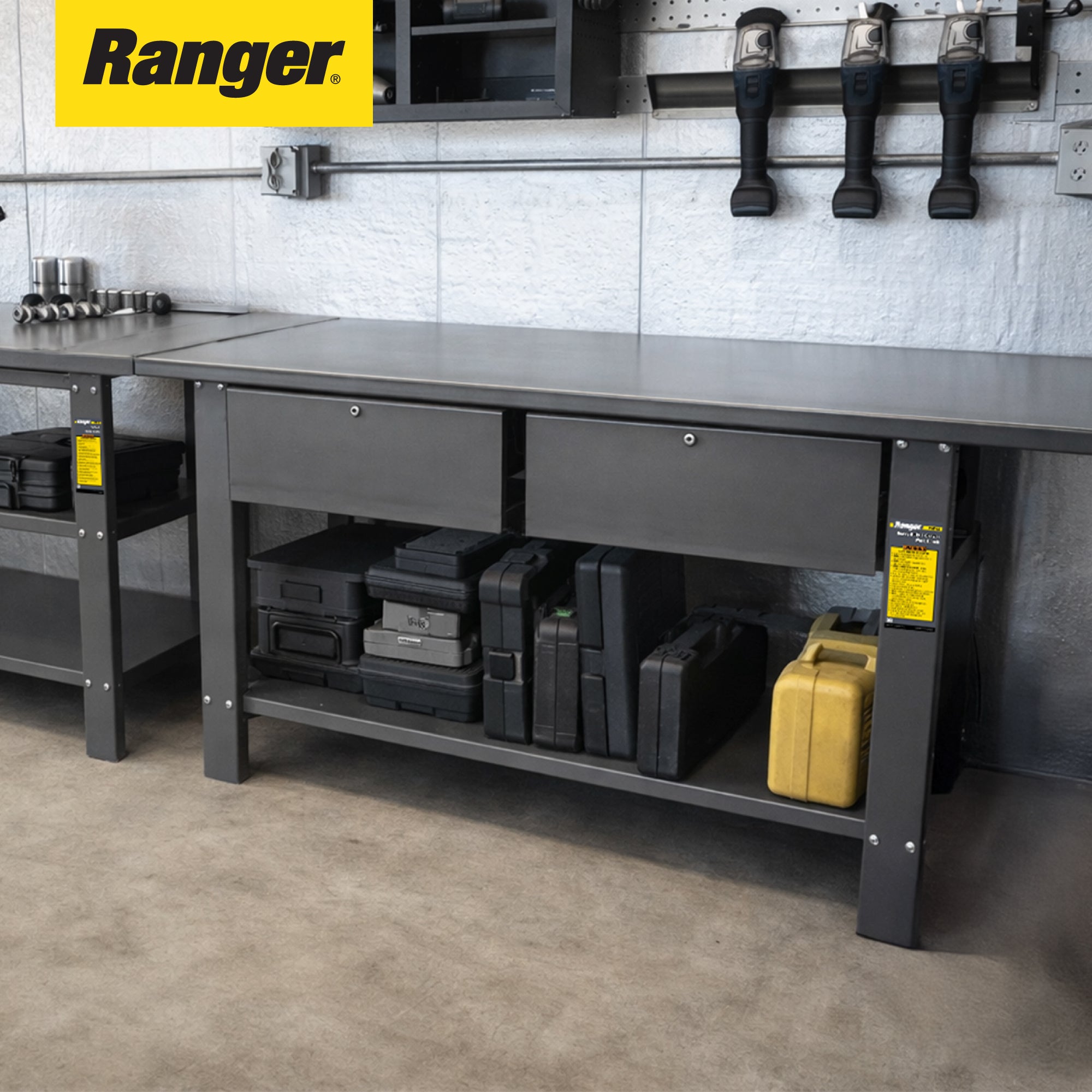Ranger RWB-2D Heavy-Duty Workbench with 2 Drawers and 1 Shelf