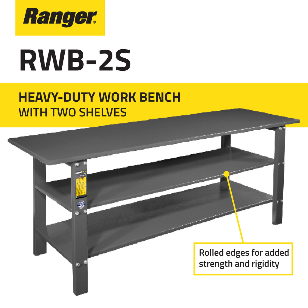 Ranger RWB-2S heavy-duty workbench features for automotive shop use