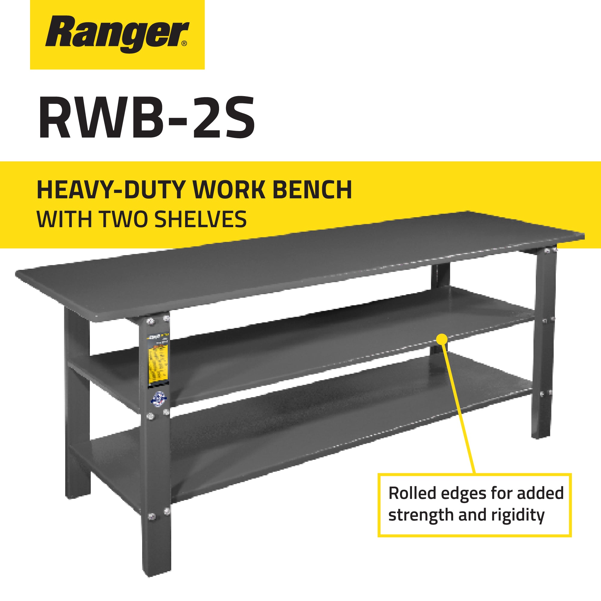 Ranger RWB-2S heavy-duty workbench features for automotive shop use