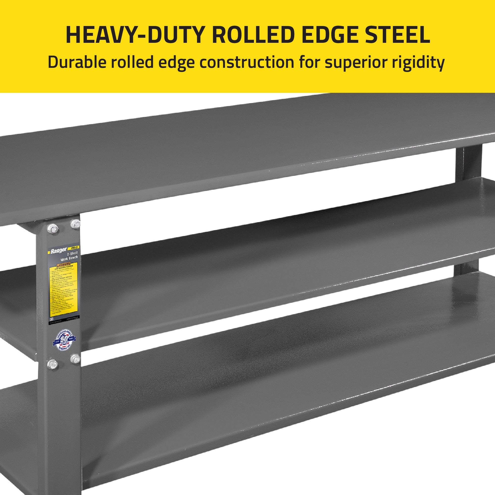 Ranger RWB-2S workbench with rolled-edge steel features