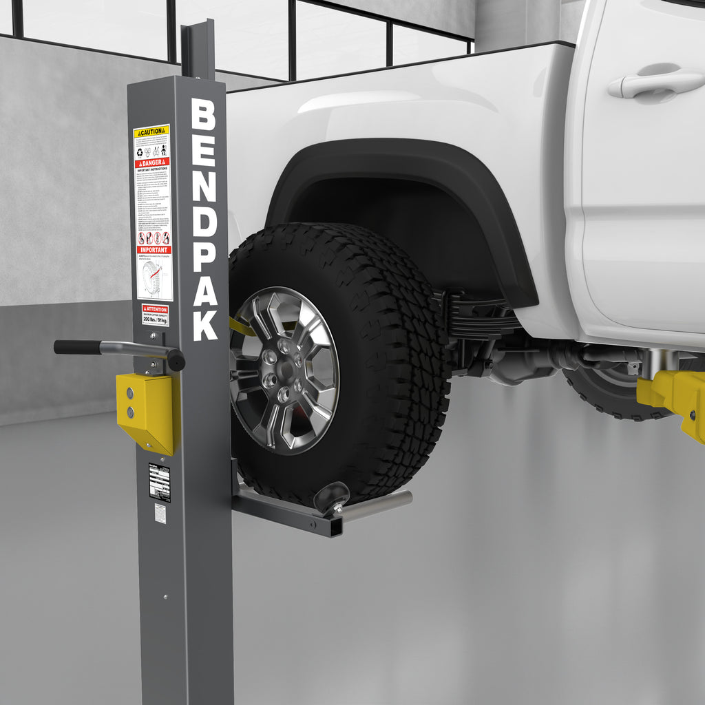 Ranger RWS-200WL battery-powered tire lift with compact controls for shop mobility.
