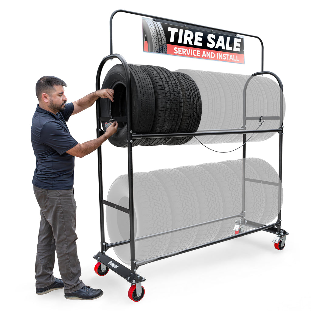 Ranger TSR-2S Heavy-Duty Mobile Tire Display Rack - 2-Tier